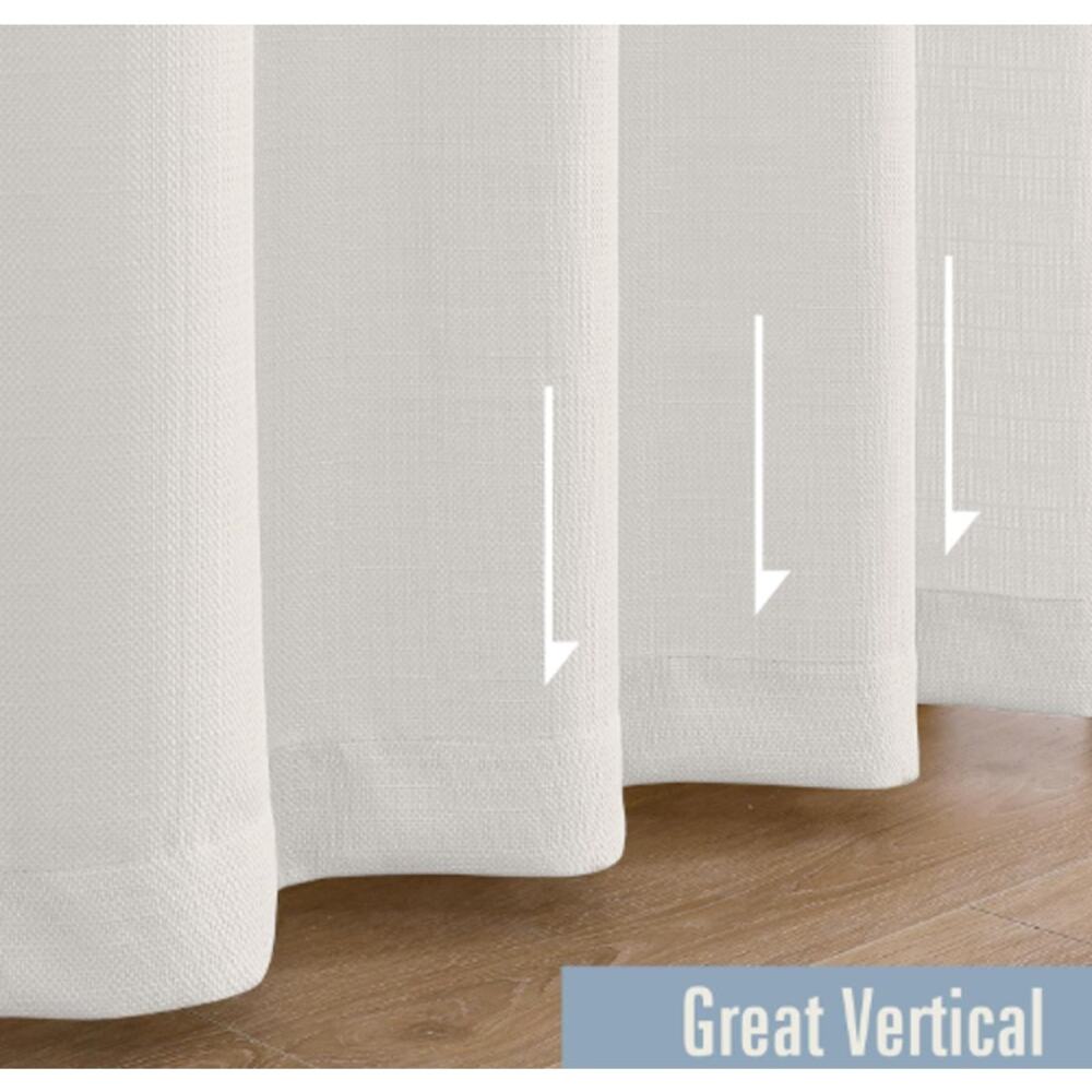 Welvet Ivory Faux Linen Curtains 63 Inch Length 2 Panel Set